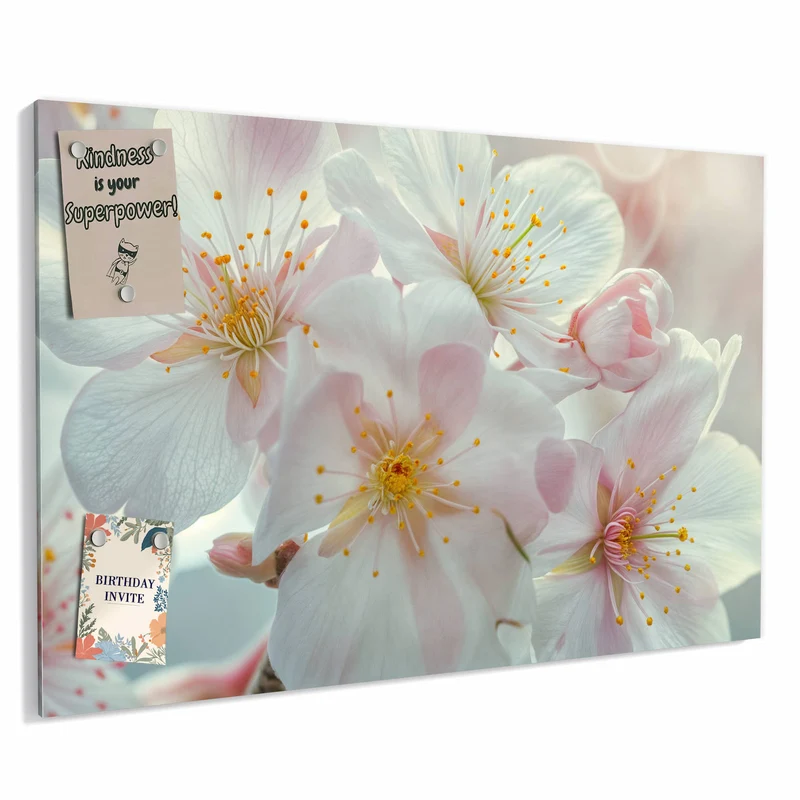 Metall Magnettafel - Weiße Frühlingsblüten