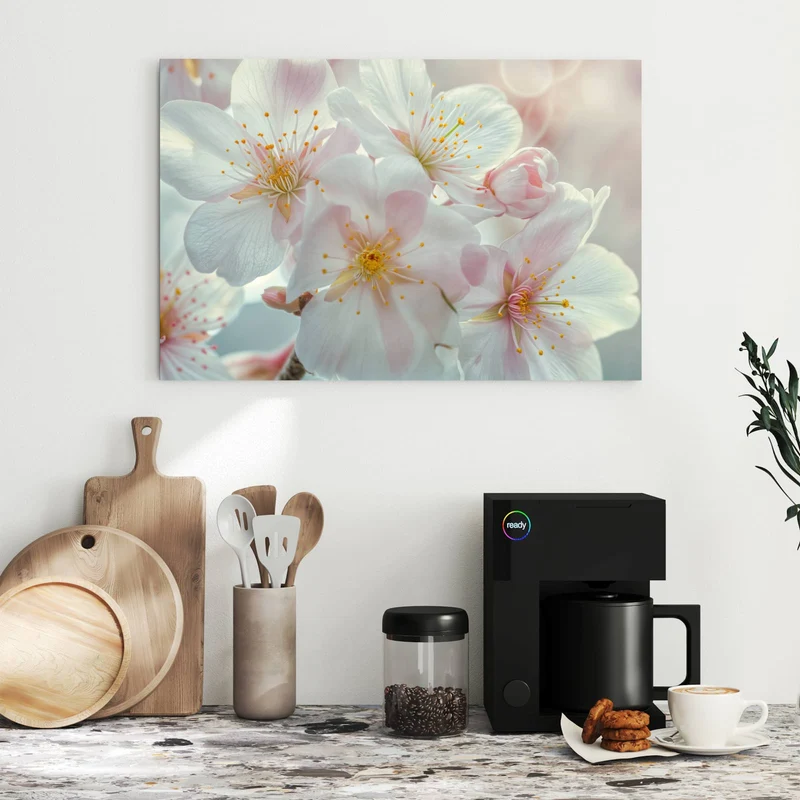 Metall Magnettafel - Weiße Frühlingsblüten