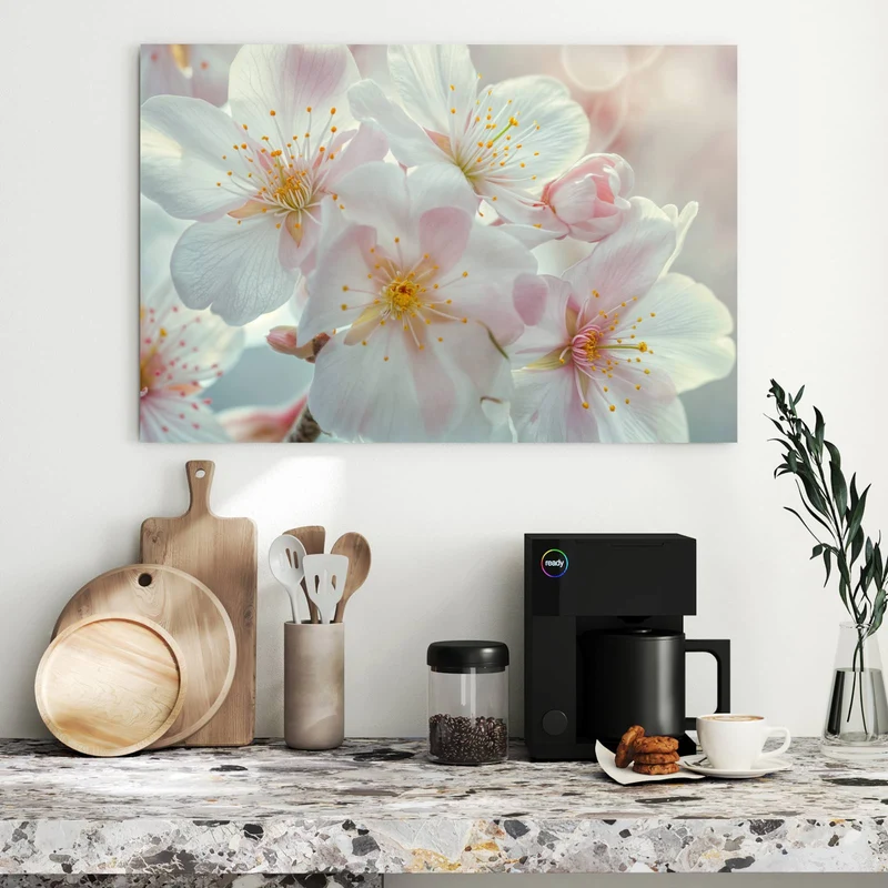 Metall Magnettafel - Weiße Frühlingsblüten
