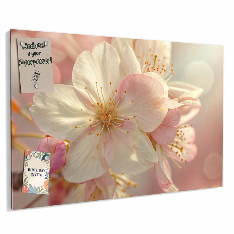 Metall Magnettafel - Rosa Frühlingsblüten