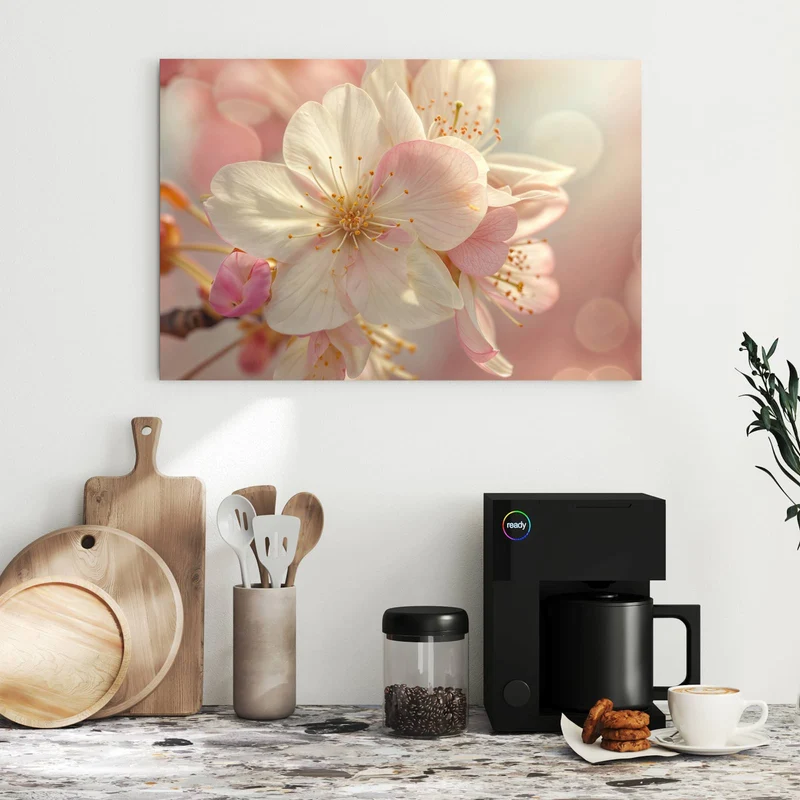 Metall Magnettafel - Rosa Frühlingsblüten
