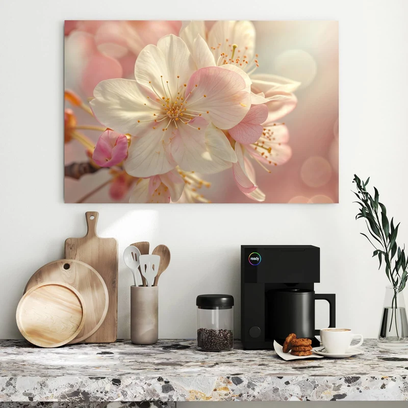 Metall Magnettafel - Rosa Frühlingsblüten