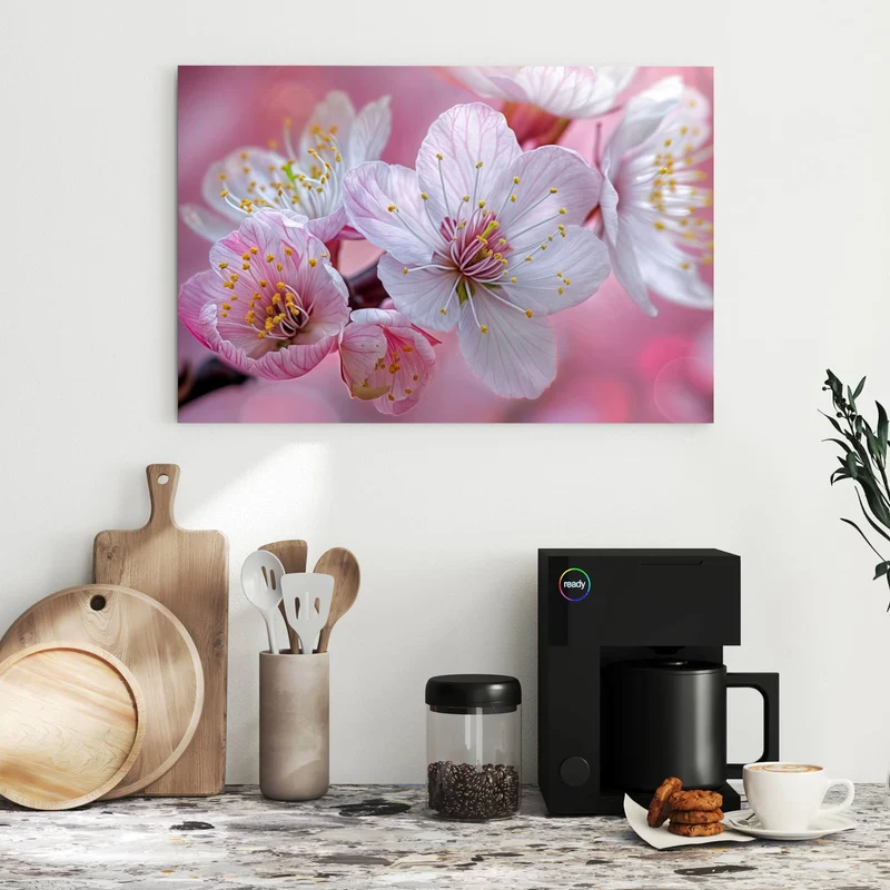 Metall Magnettafel - Rosa Blüten am Zweig