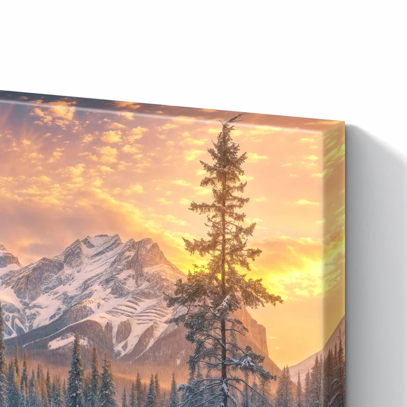 Metall Magnettafel - Winterwald vor Bergen