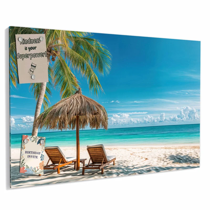 Metall Magnettafel - Liegestühle am Strand