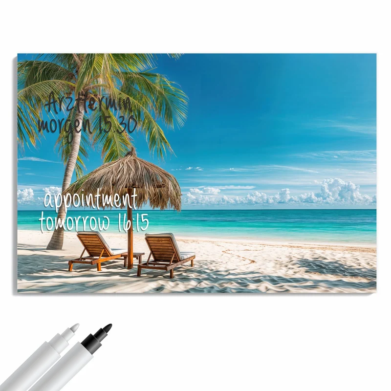 Metall Magnettafel - Liegestühle am Strand