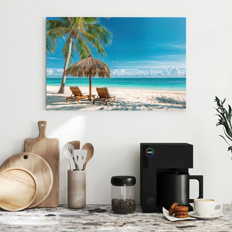 Metall Magnettafel - Liegestühle am Strand