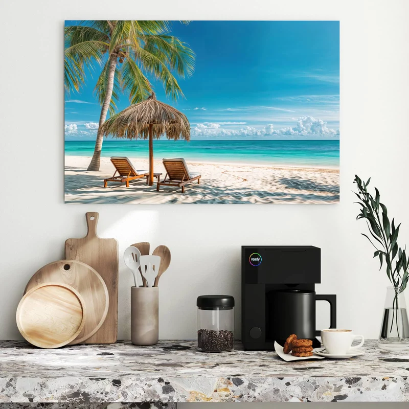 Metall Magnettafel - Liegestühle am Strand