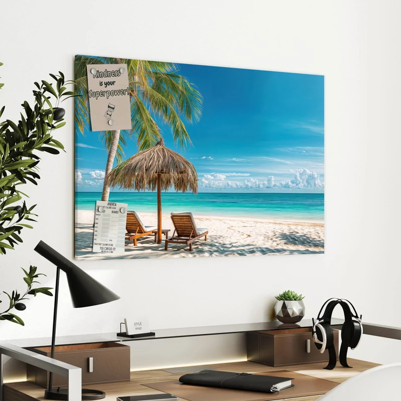 Metall Magnettafel - Liegestühle am Strand