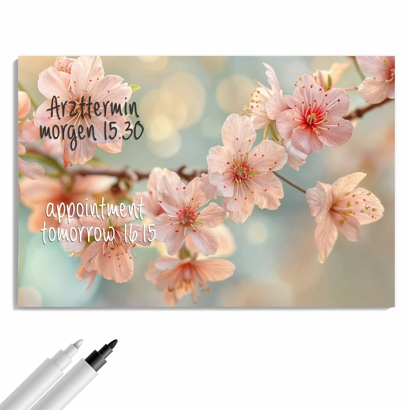 Metall Magnettafel - Kirschzweig in Blüte