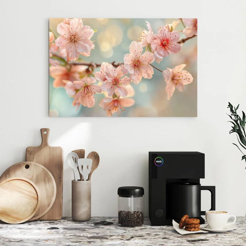 Metall Magnettafel - Kirschzweig in Blüte