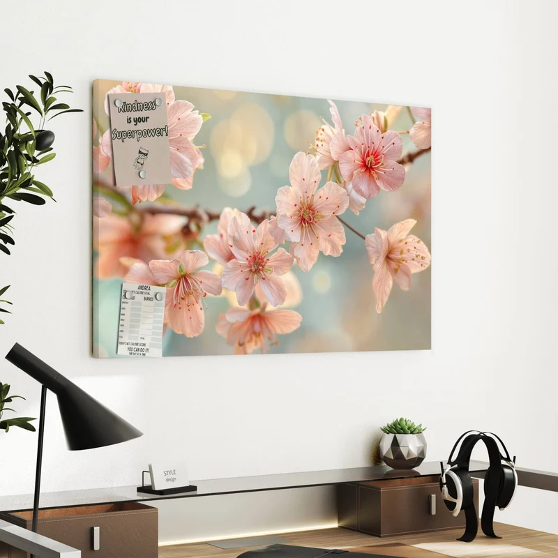 Metall Magnettafel - Kirschzweig in Blüte