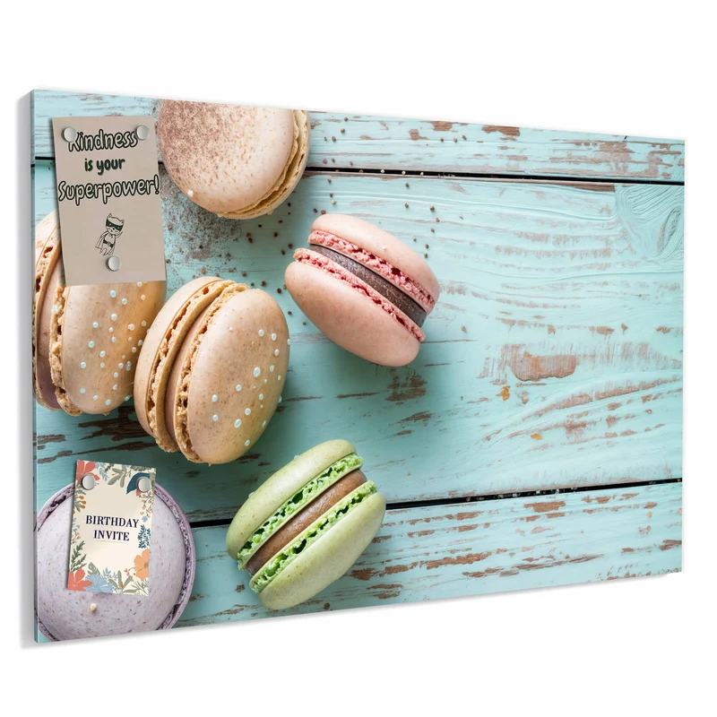 Metall Magnettafel - Macarons auf Holz