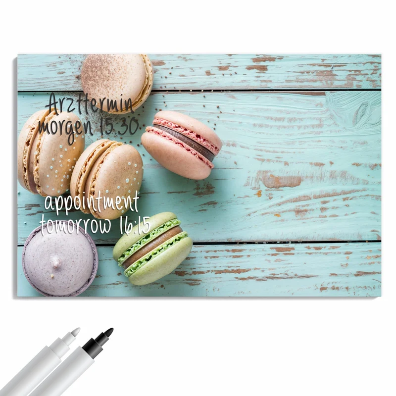 Metall Magnettafel - Macarons auf Holz