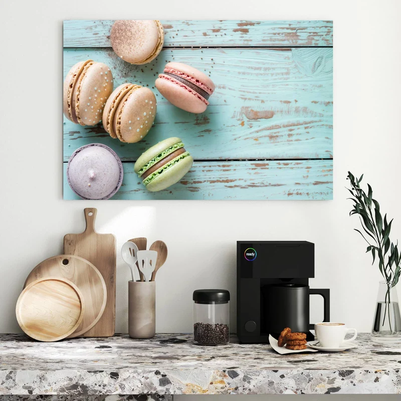 Metall Magnettafel - Macarons auf Holz