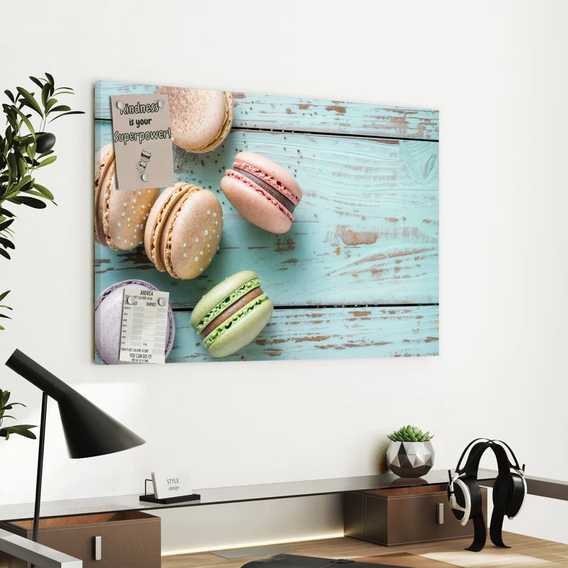 Metall Magnettafel - Macarons auf Holz
