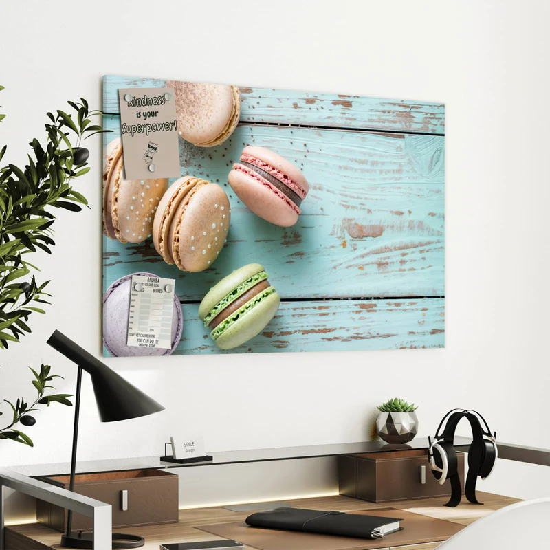 Metall Magnettafel - Macarons auf Holz