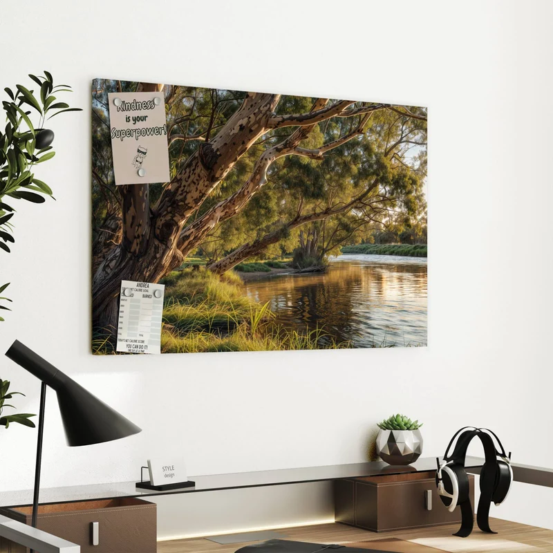 Metall Magnettafel - Baum am Flussufer