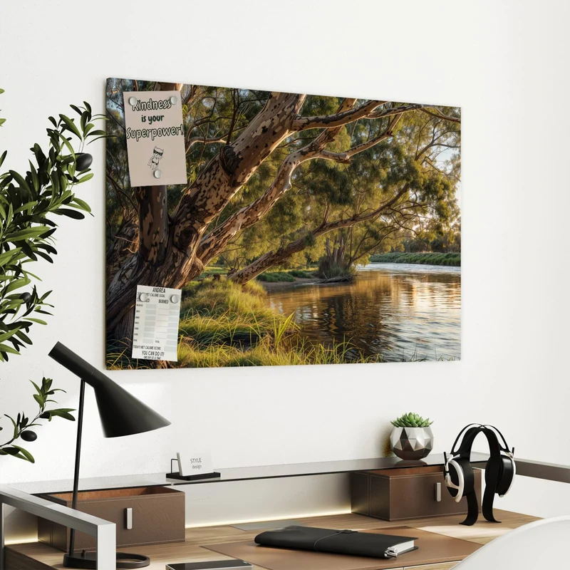 Metall Magnettafel - Baum am Flussufer