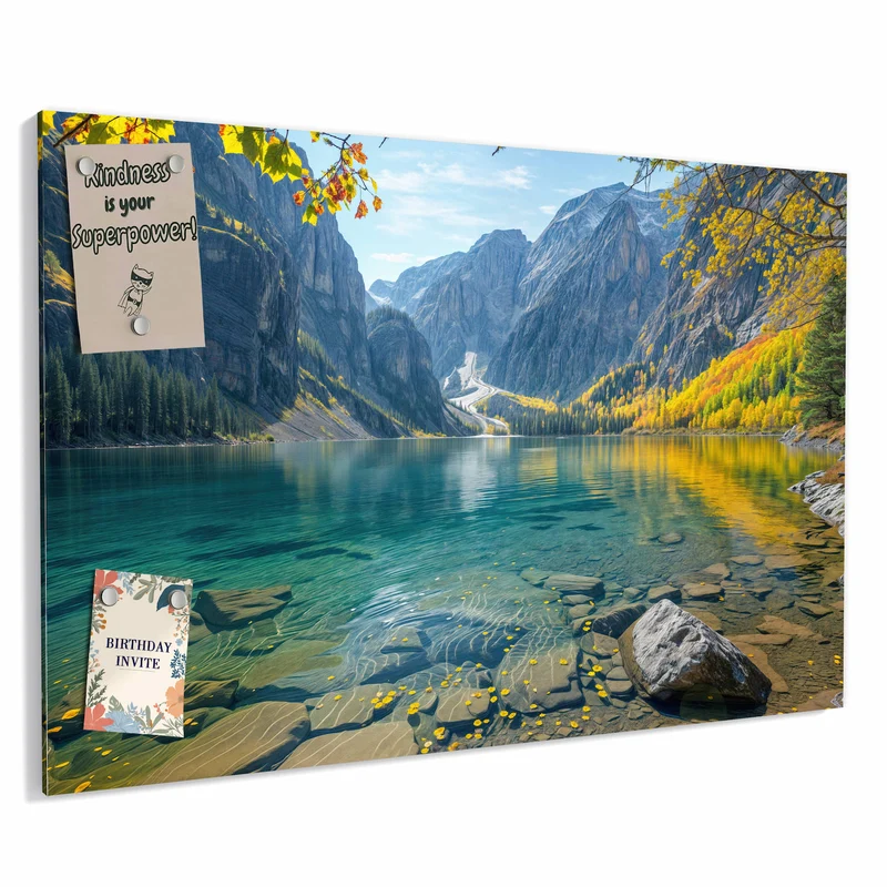 Metall Magnettafel - Bergsee im Herbst