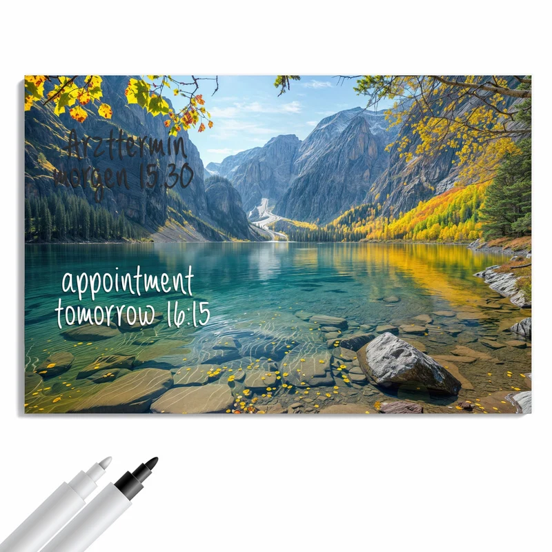 Metall Magnettafel - Bergsee im Herbst