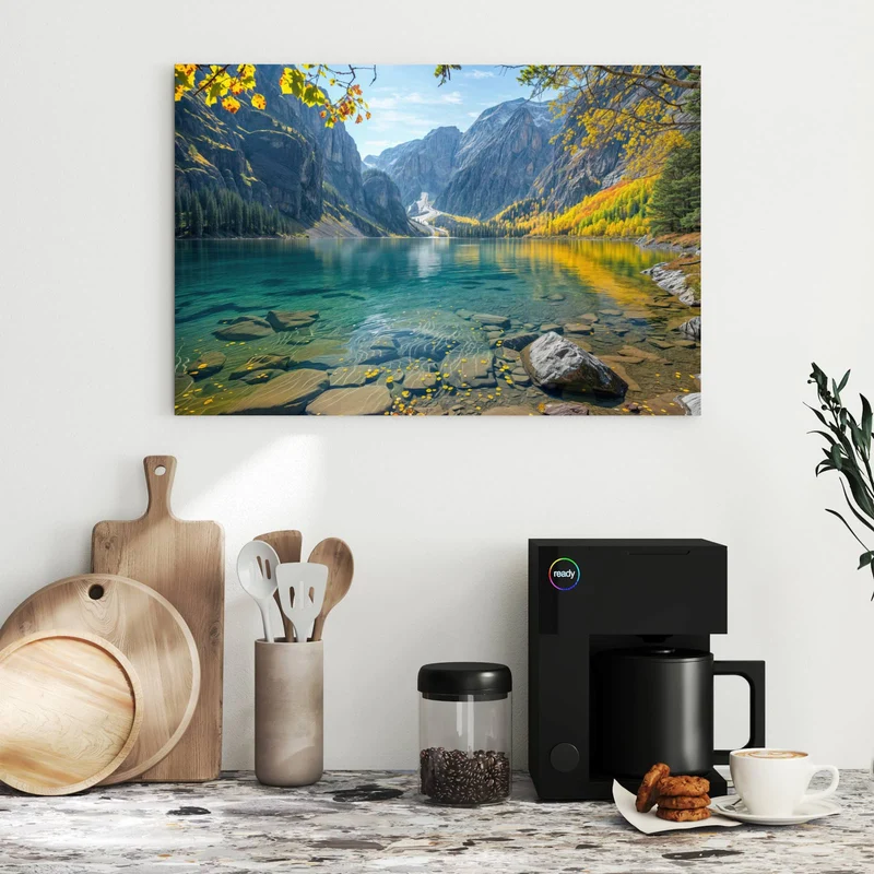 Metall Magnettafel - Bergsee im Herbst