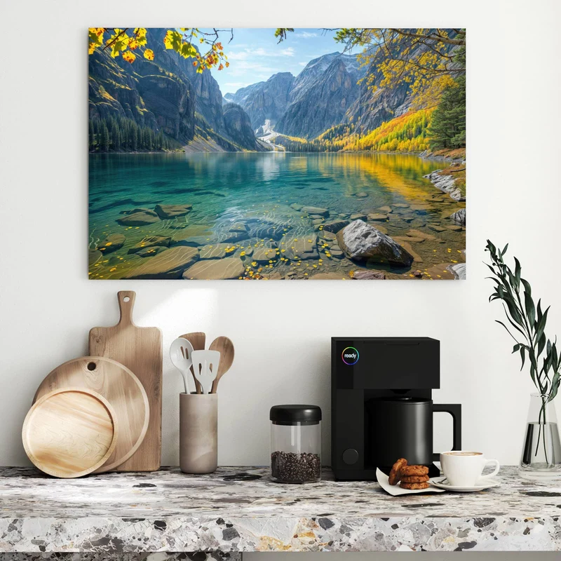Metall Magnettafel - Bergsee im Herbst