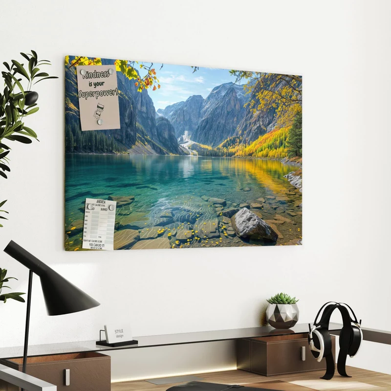 Metall Magnettafel - Bergsee im Herbst