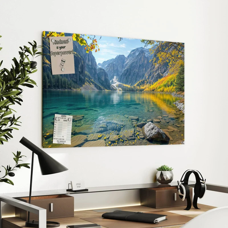 Metall Magnettafel - Bergsee im Herbst
