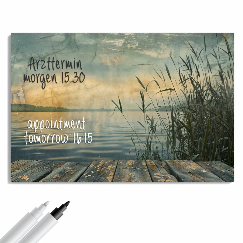Metall Magnettafel - Steg am Schilfsee