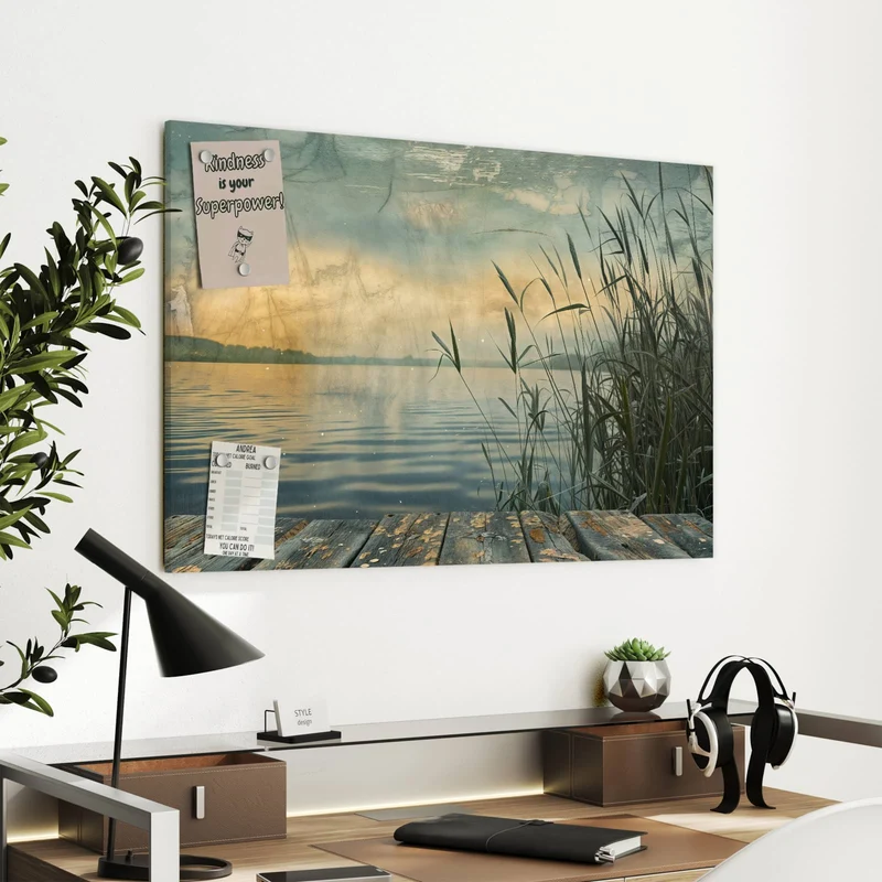 Metall Magnettafel - Steg am Schilfsee