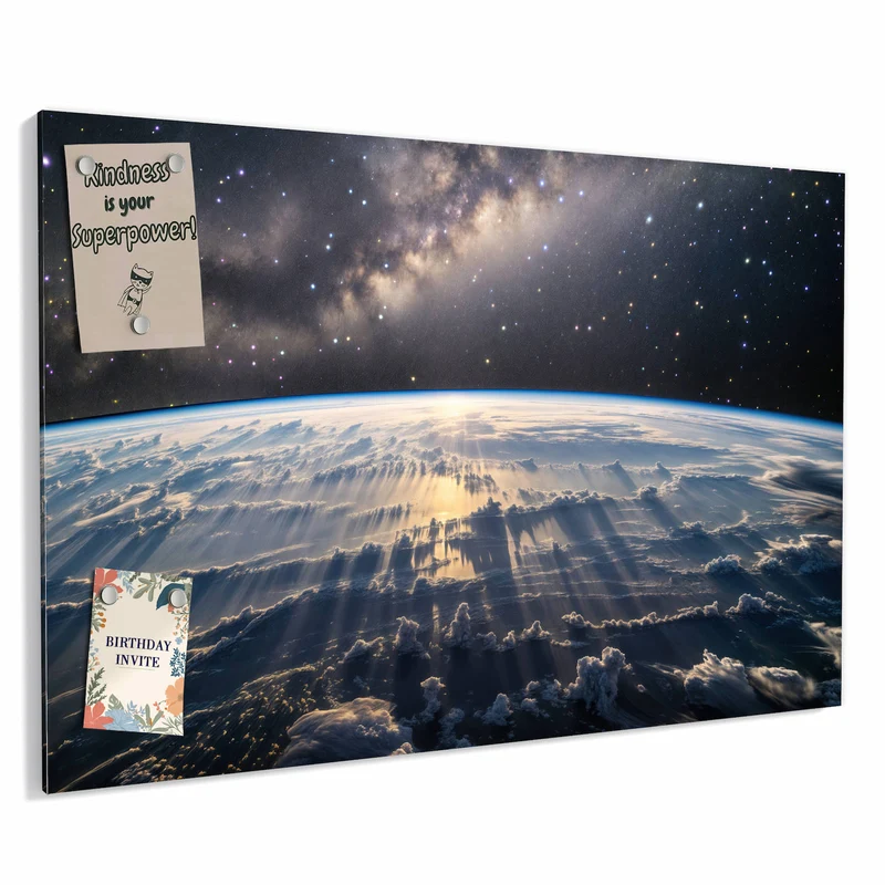 Metall Magnettafel - Erde und Milchstraße