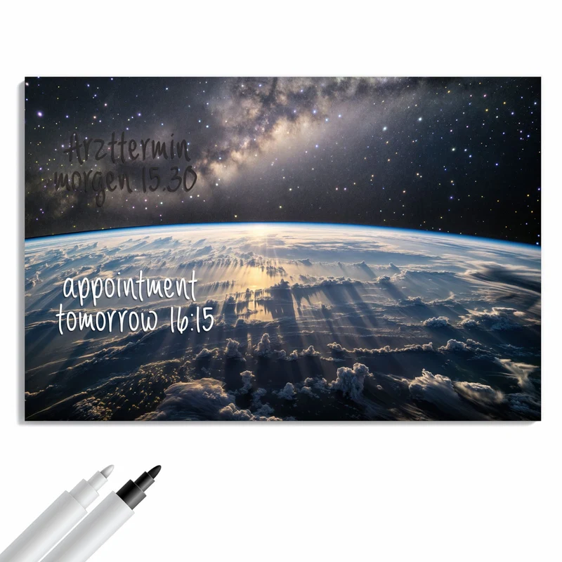 Metall Magnettafel - Erde und Milchstraße