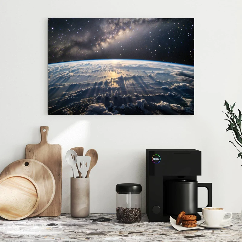 Metall Magnettafel - Erde und Milchstraße
