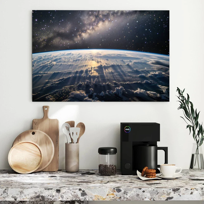 Metall Magnettafel - Erde und Milchstraße