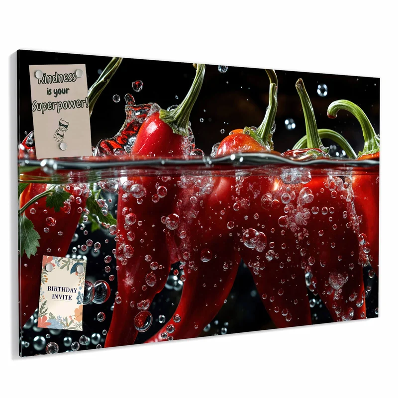 Metall Magnettafel - Chilis mit Luftblasen