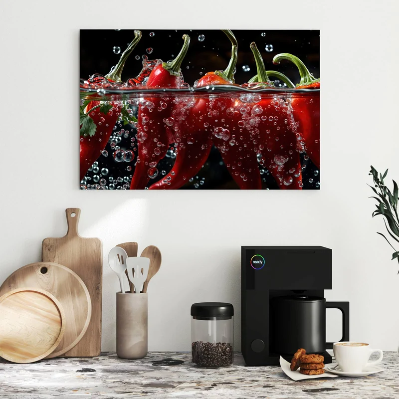 Metall Magnettafel - Chilis mit Luftblasen