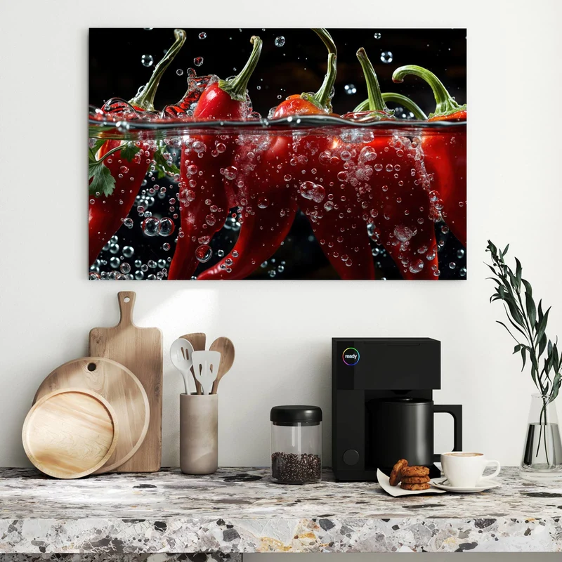 Metall Magnettafel - Chilis mit Luftblasen