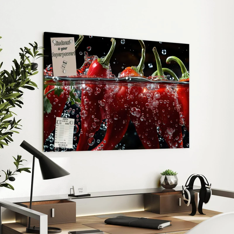 Metall Magnettafel - Chilis mit Luftblasen