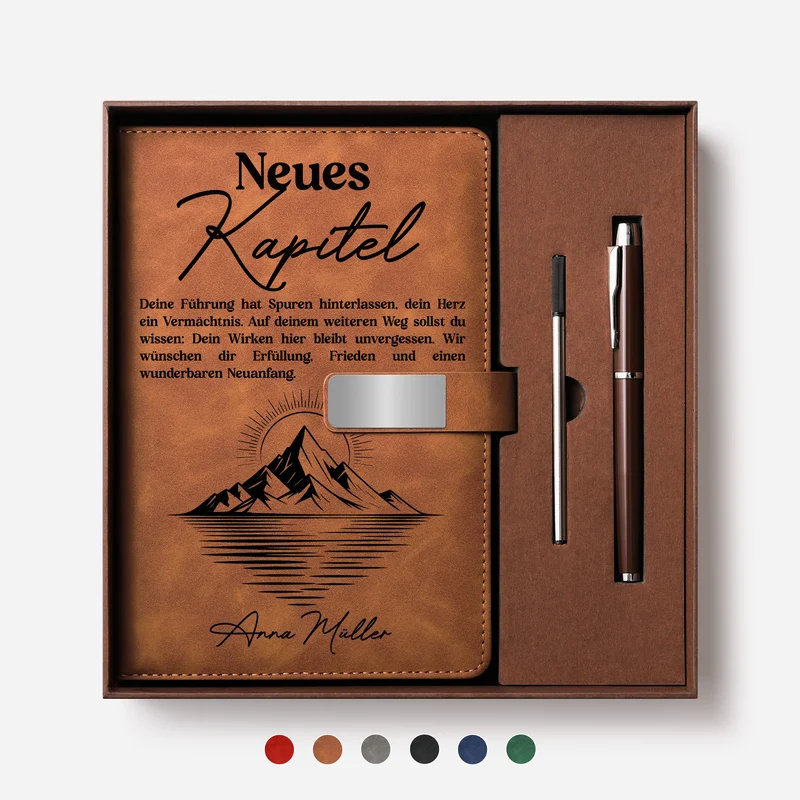 Neues Kapitel Abschied Kollegin Spruch - Personalisiertes Geschenk | Notizbuch Mit Stift Chef Kollegen