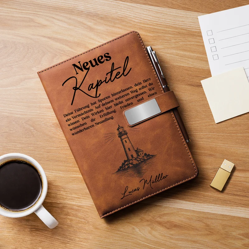 Neues Kapitel Abschied Kollegin Spruch - Personalisiertes Geschenk | Notizbuch Mit Stift Chef Kollegen