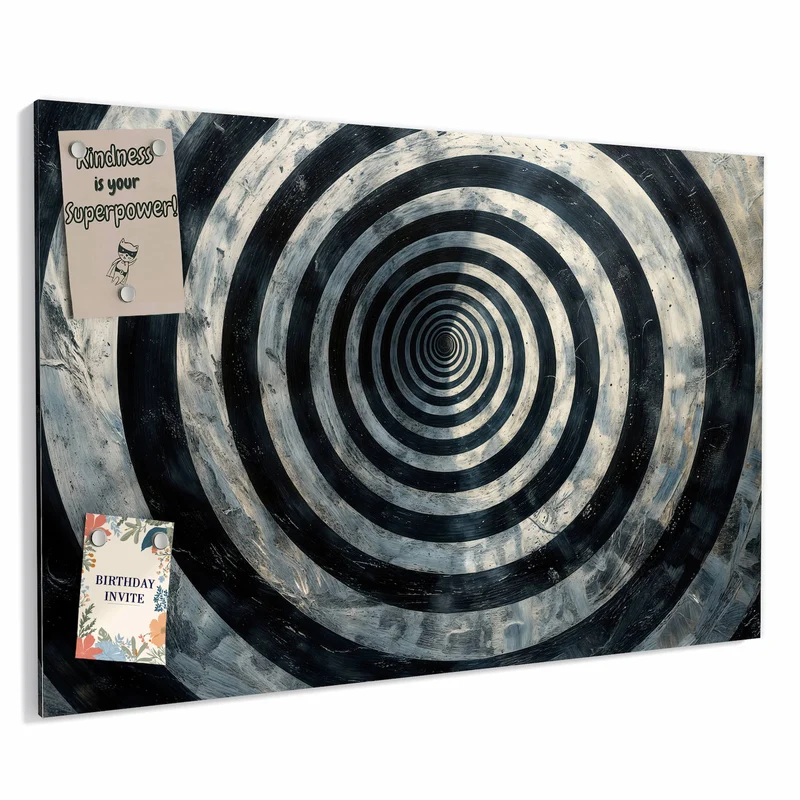 Metall Magnettafel - Kreise in Schwarz-Weiß