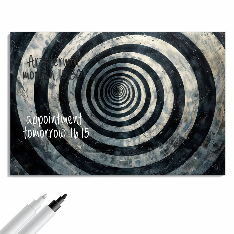 Metall Magnettafel - Kreise in Schwarz-Weiß