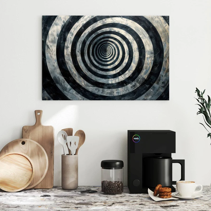 Metall Magnettafel - Kreise in Schwarz-Weiß