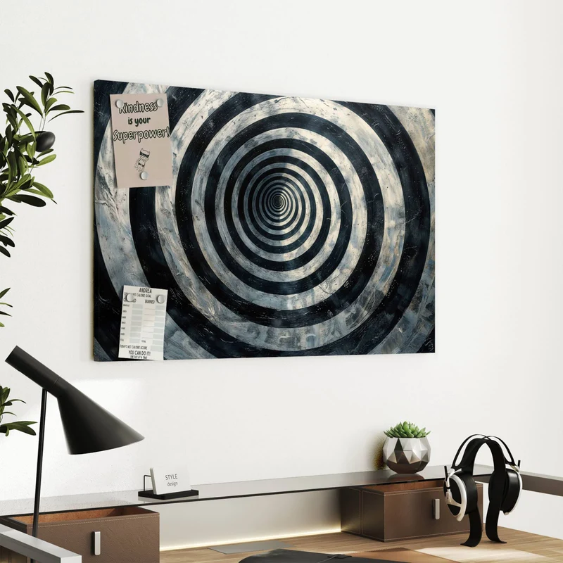 Metall Magnettafel - Kreise in Schwarz-Weiß