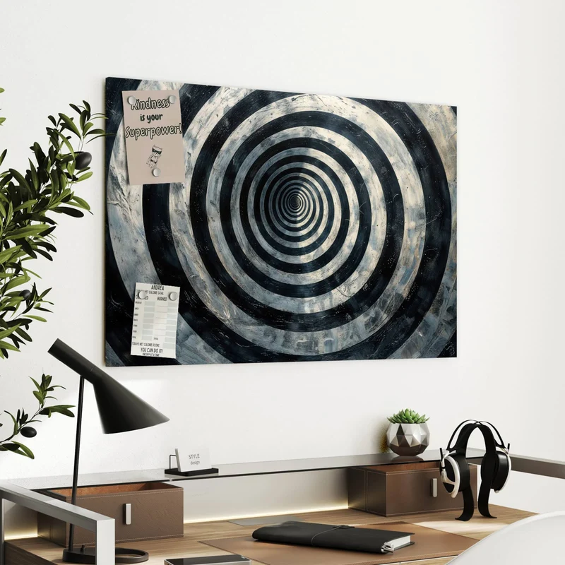 Metall Magnettafel - Kreise in Schwarz-Weiß