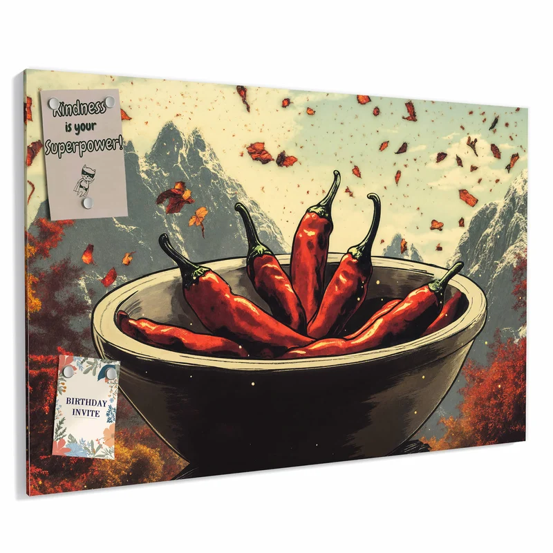 Metall Magnettafel - Schale mit Chilis