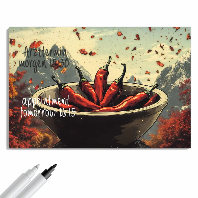 Metall Magnettafel - Schale mit Chilis