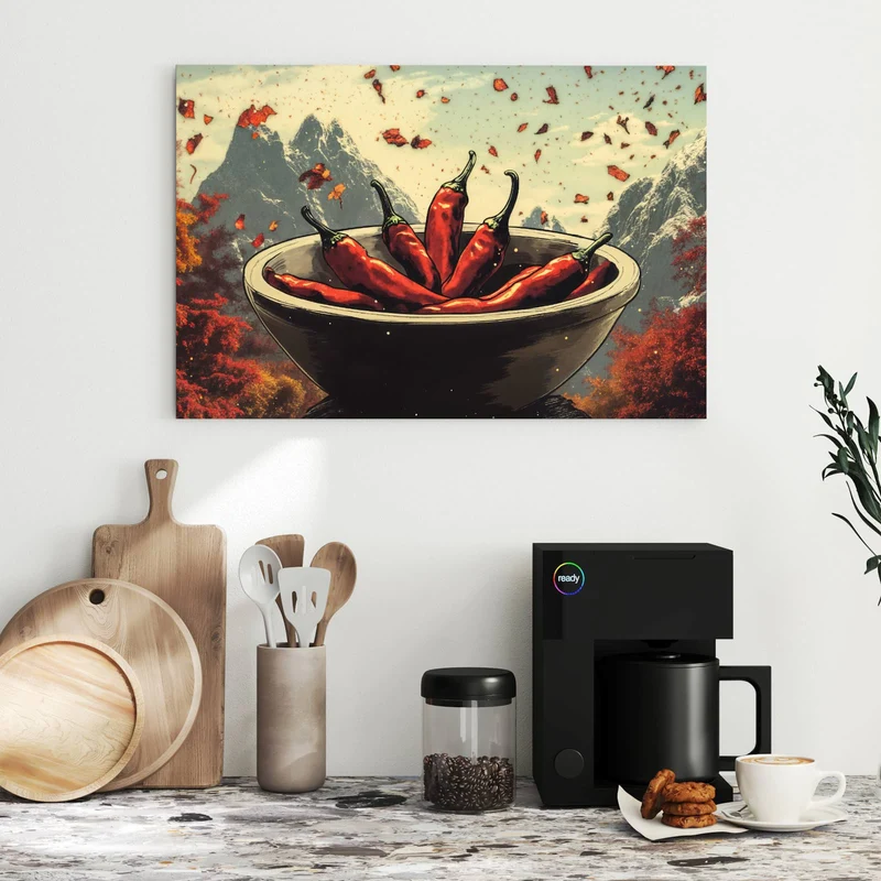 Metall Magnettafel - Schale mit Chilis