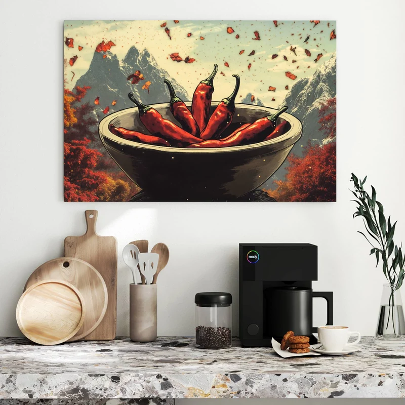 Metall Magnettafel - Schale mit Chilis